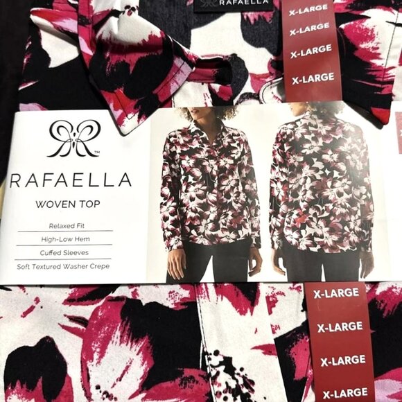 🎄NWT Rafaella Relaxed Fit Woven Top High Low Hem Soft Textured Crepe Blouse XL - Picture 4 of 4